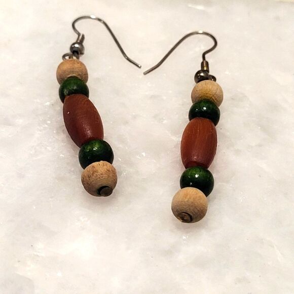 Handmade Boho Beaded Earrings, 2" - Picture 1 of 6
